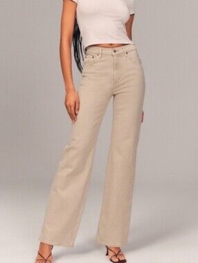 Abercrombie & Fitch The 90s Straight Ultra Highrise Oat Tan Size 30/10s
